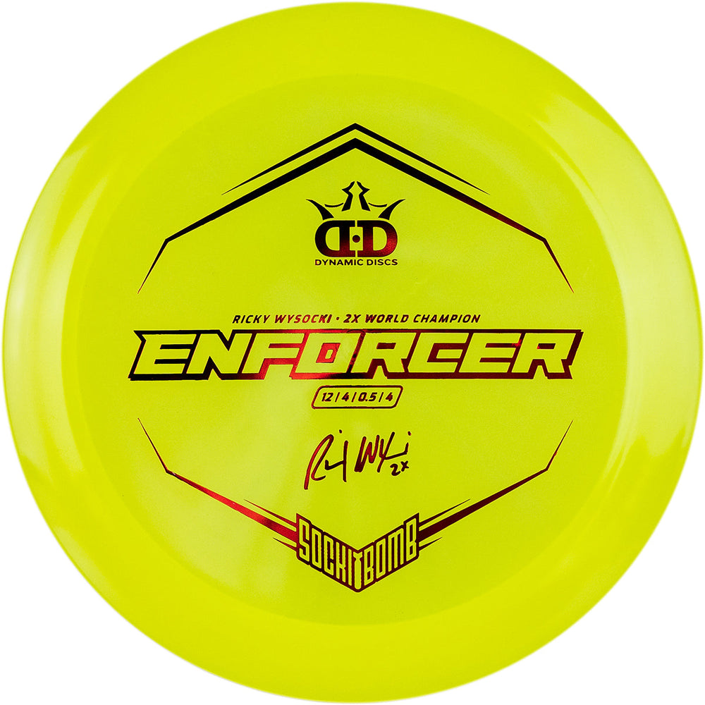 
                  
                      Load image into Gallery viewer, Dynamic Discs Lucid Ice Enforcer - Ricky Wysocki Sockibomb Stamp
                  
              