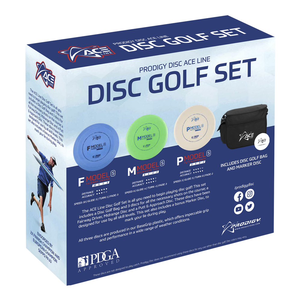 Prodigy Ace Line Disc Golf set with bag