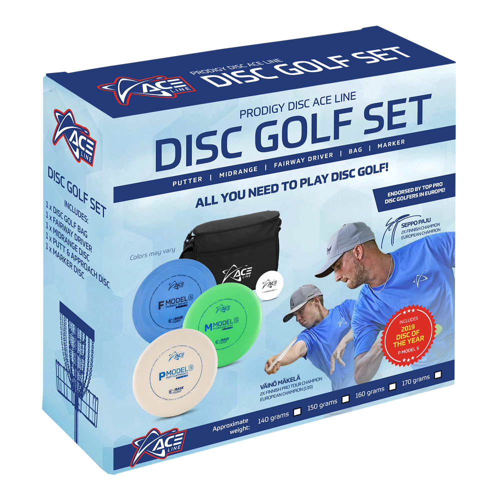 Prodigy Ace Line Disc Golf set with bag